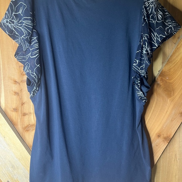 Tommy Hilfiger Womens Printed Navy Flutter Sleeve Top Sky Captain Large - Picture 6 of 6